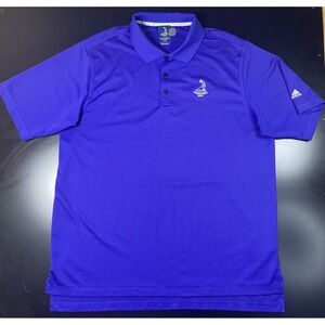 Adidas ClimaLite Pinehurst Mens 2XL XXL Polo Golf Shirt Purple Embroidered Logo
